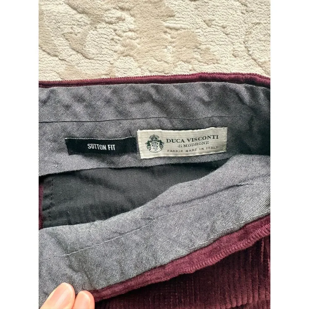 Todd Snyder Men's Burgundy Corduroy Pants Men’s 36x30 Sutton Fit Italy Fabric